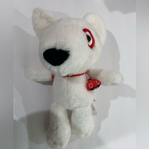 Bullseye plush target dog with backpack